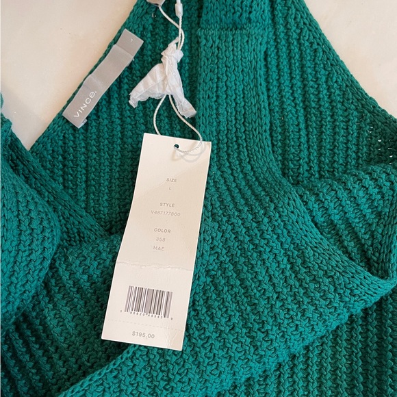 Vince Crossover V-Back Green Ribbed Tank Large NWT - Picture 13 of 14